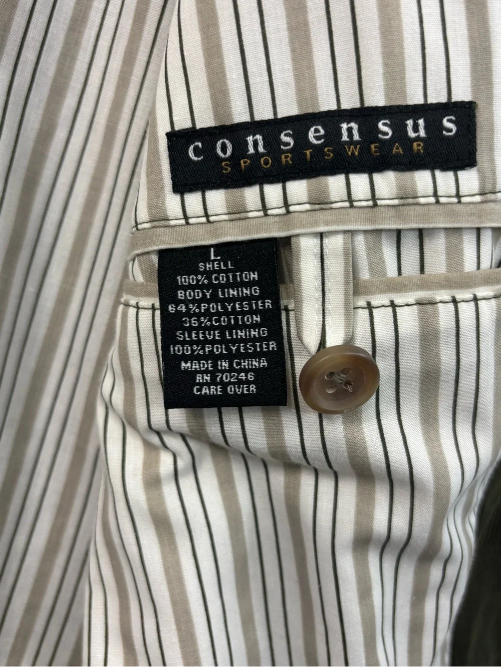 Consensus SportsWear Corduroy Olive Green Sports Coat Men’s Size Large
